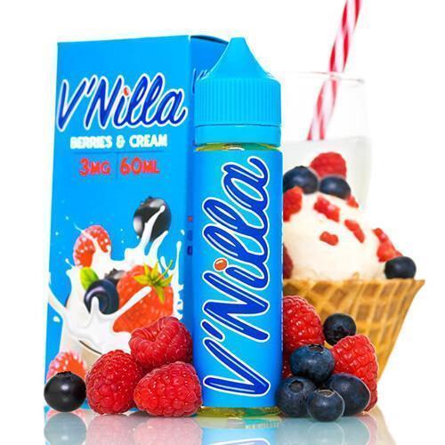 V'Nilla Berries & Cream by Tinted Brew E-liquid 60ml with packaging and background