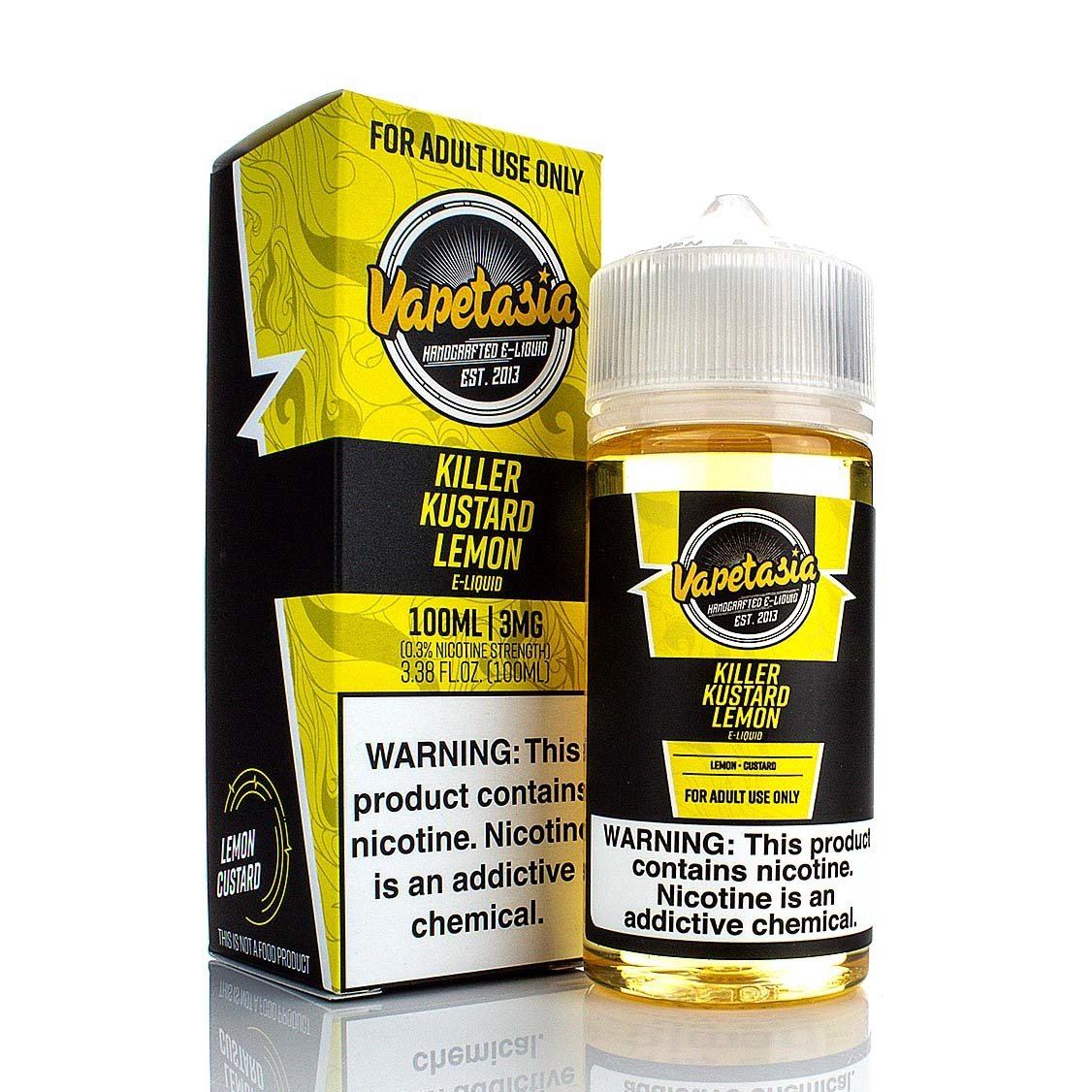  Vapetasia 100mL - Killer Kustard Lemon 00mg with packaging