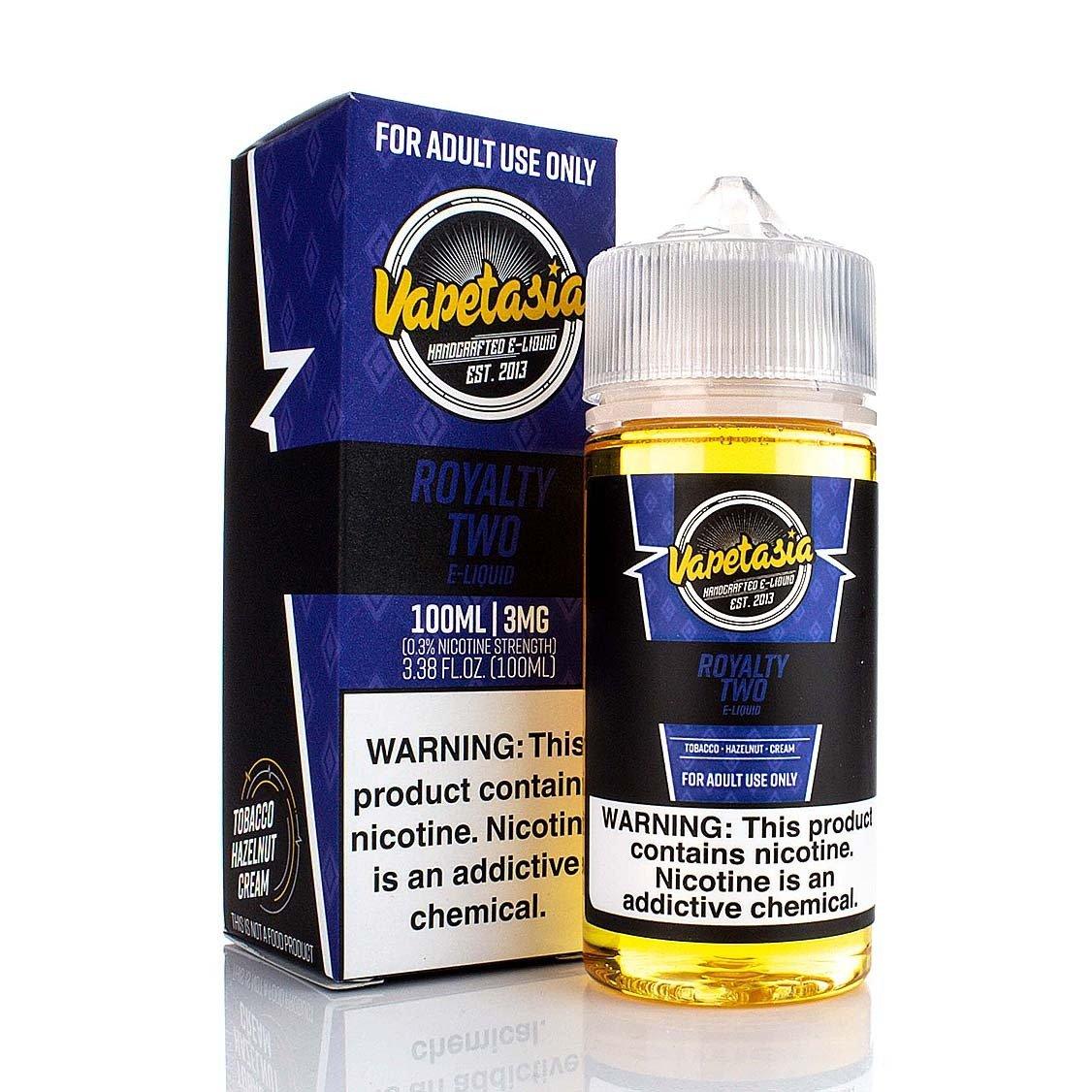  Vapetasia 100mL - Royalty II 00mg with packaging