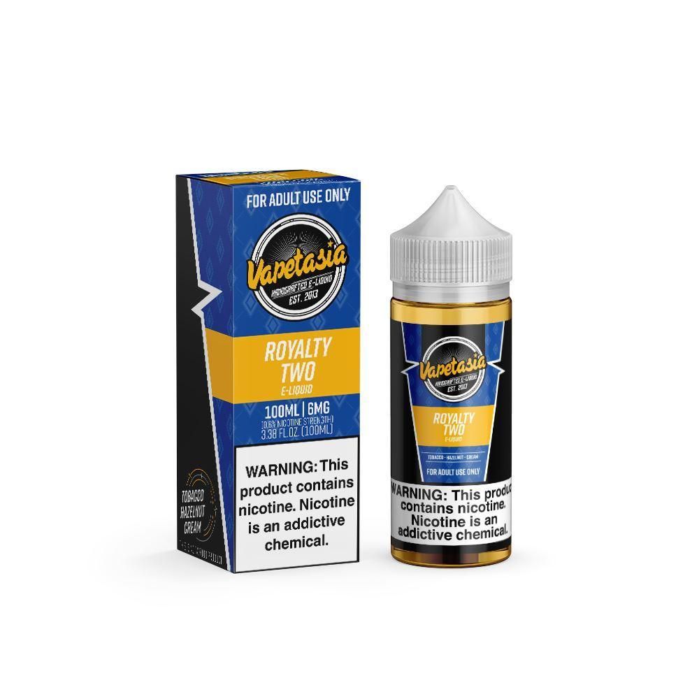 Vapetasia 100mL - Royalty II 00mg with packaging