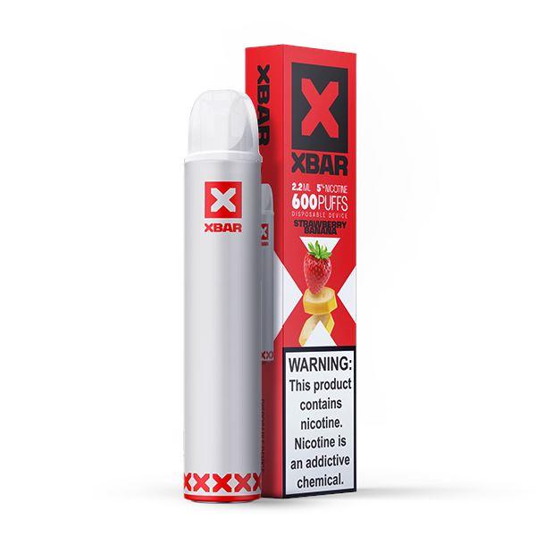 X BAR Disposable E-Cigs (Individual) strawberry banana with packaging