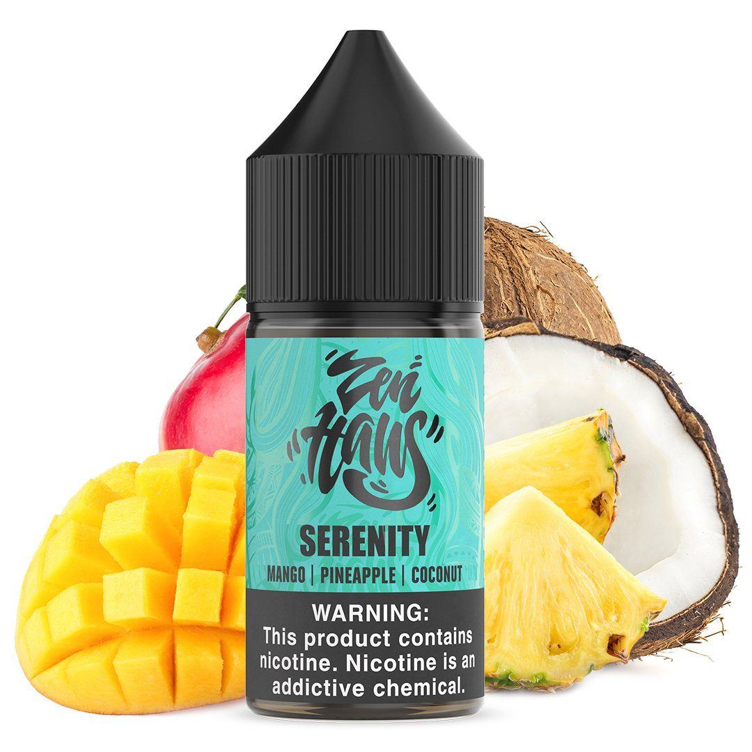 Serenity by ZEN HAUS SALTS E-Liquid 30ml  bottle with background